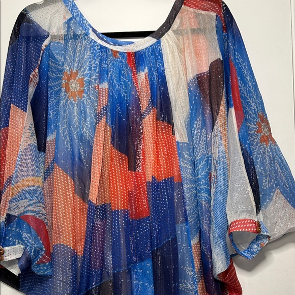 Diane Von Furstenberg Fleurette Billowy Chiffon Silk Batik Land Kaftan Dress - Picture 10 of 16
